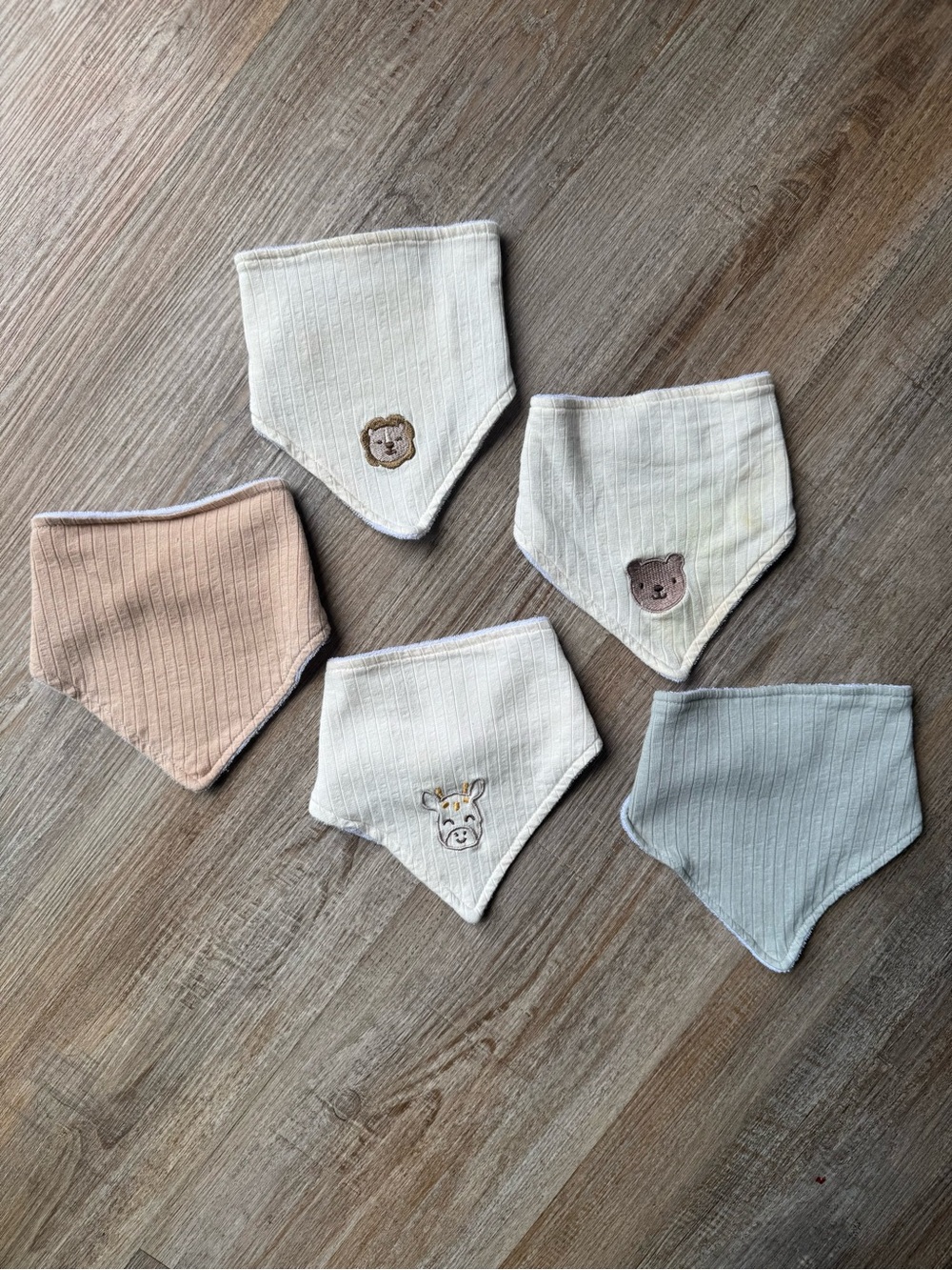 Neutral Multi-Pack Baby Bandana Bibs - Soft Cotton (5 Pack) Newborn
